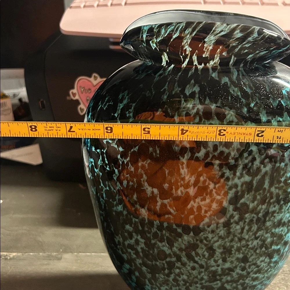 Hand Blown Large Black, Blue with Gold Flecks 10.5